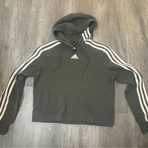 Adidas Cropped Hoodie with White Accents